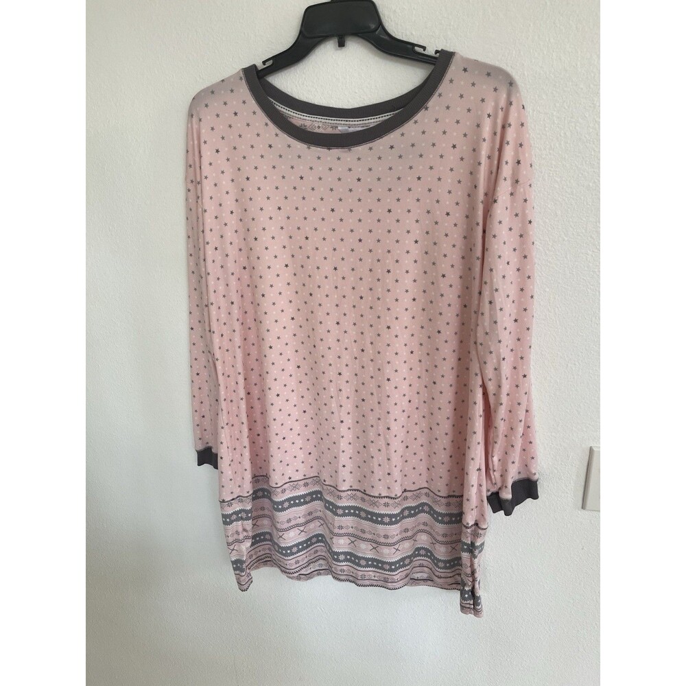 Secret Treasures Womens Long Sleeve Sleepwear Sz XL 16-18 Pink Gray Cozy Soft